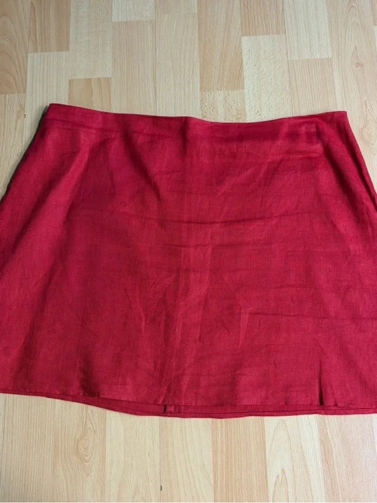 Reformation Rust Red 100% Linen Mini Skirt 10 - Picture 2 of 8